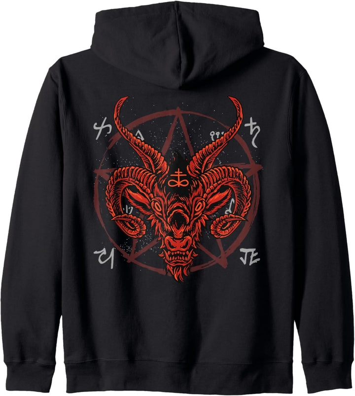 BACKPRINT Satan Antichrist Luzifer Teufel 666 Baphomet Kapuzenjacke