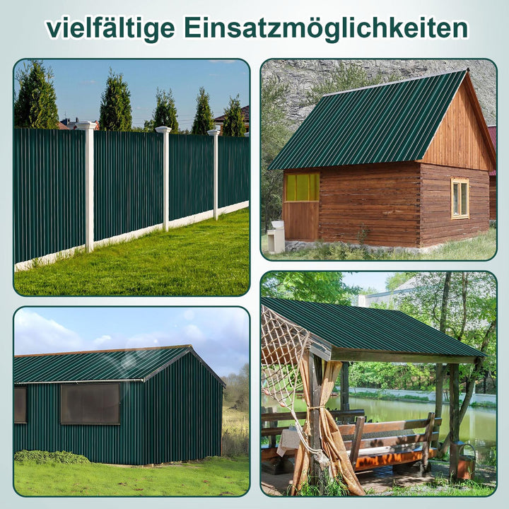 12er Set Profilblech Trapezblech, Dachplatten Wellblechplatten für Dach 129x46cm 7m² Metall Stahlble