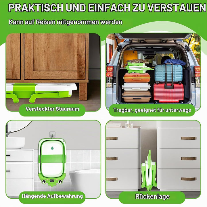 Zusammenklappbare Babybadewanne, Faltbar Baby Badewanne Mit Temperatursensor und Rutschfestem Badeki