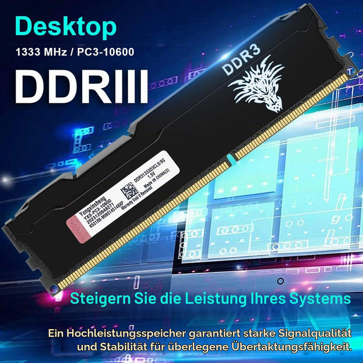 DDR3 16GB Kit (8GBx2) Desktop RAM 1333MHz PC3-10600 UDIMM Non-ECC Unbuffered 1.5V 2Rx8 Dual Rank 240