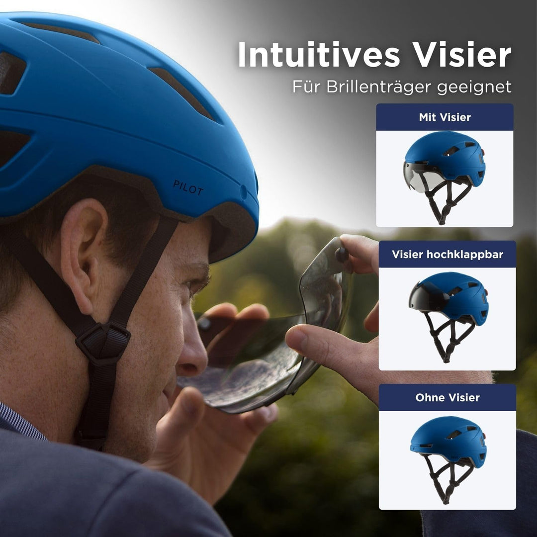 GOOFF Pilot S-Pedelec Helm - Schutz für schnelle E-Bike Fahrten – Fahrradhelm mit Visier und Licht –