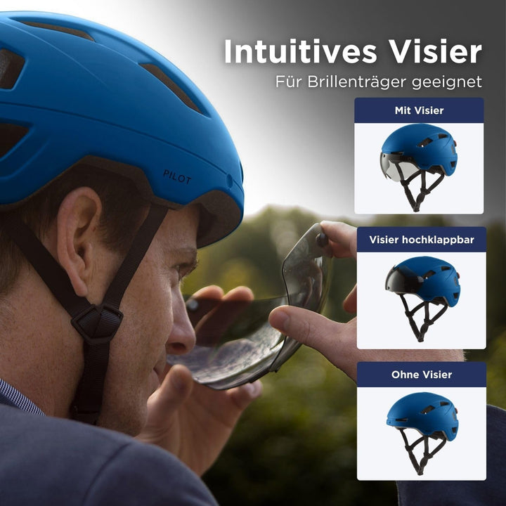 GOOFF Pilot S-Pedelec Helm - Schutz für schnelle E-Bike Fahrten – Fahrradhelm mit Visier und Licht –