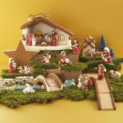 THUN - Figur Krippe Muretto, 2 Stück - Weihnachtsdekoration Haus - Klassische Krippe - Keramik - 3,5