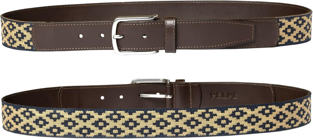 Argentinischer Ledergürtel mit passender Schnur und Lederarmband. Auf Leder gestickter Gürtel für Mä