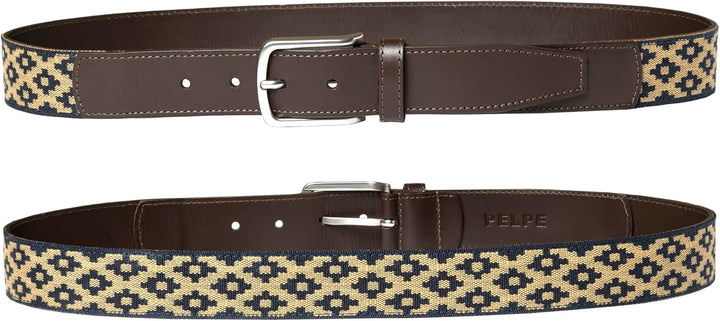 Argentinischer Ledergürtel mit passender Schnur und Lederarmband. Auf Leder gestickter Gürtel für Mä