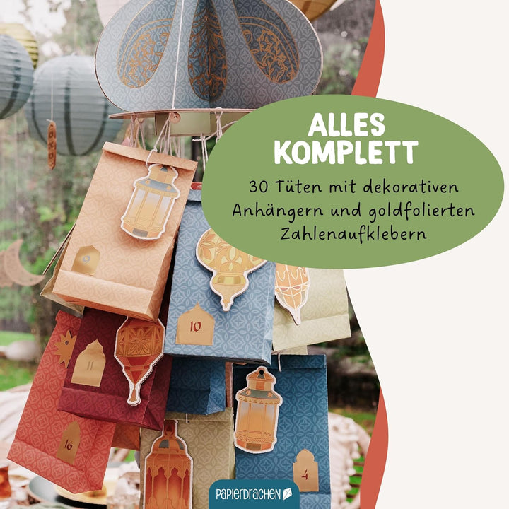 Papierdrachen Mobile Kalender zum Ramadan - Moschee - zum selbst Basteln - Geschenk - Dekoration - L
