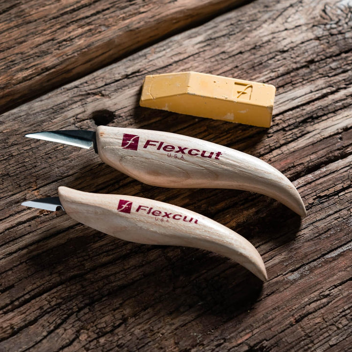 FLEXCUT Whittlers Knife Kit, Schnitzmesser, Holzgriff, Kerbschnitzmesser, Schnittwerkzeug, Wood Carv