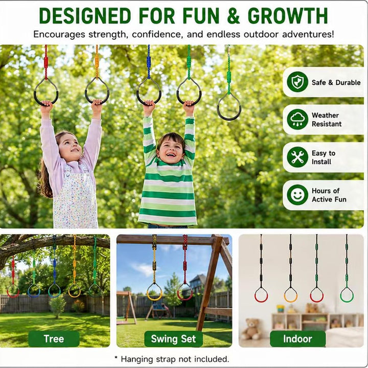 6 Stück Turnringe Kinder, Morwealth Klettern Ringe Trapeze Schaukel Bar Ringe, Gymnastik Seilringe G
