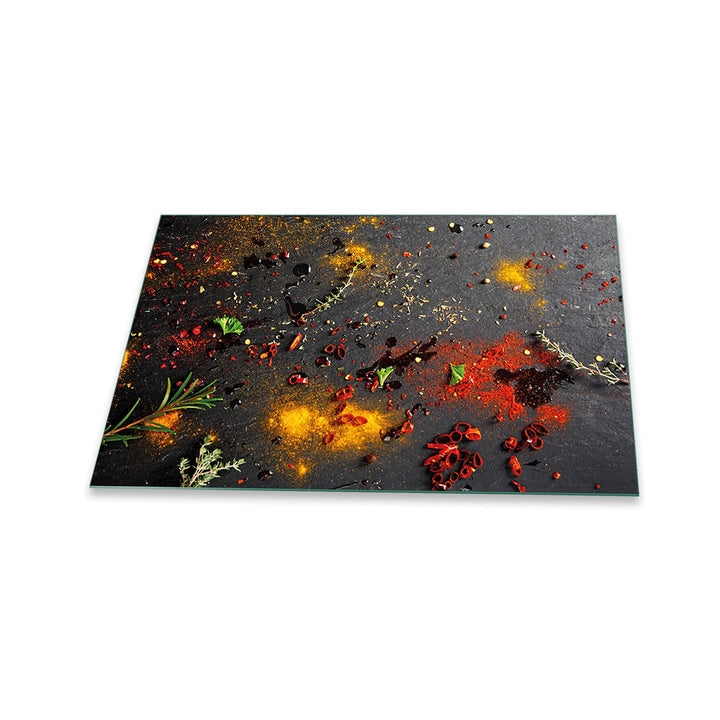 Herdabdeckplatte Abdeckung Ceranfeld Abdeckplatte Schneidebrett 1-Teilig 80x52 Gewürze Mehrfarbig Sp
