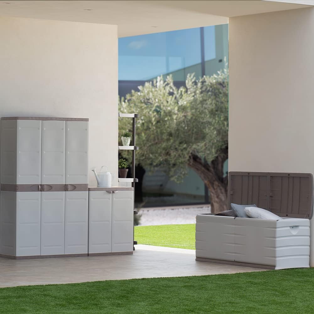 Plastiken Space Save Truhe, Kunststoff, 60 x 61 x 53 cm Beige, Beige