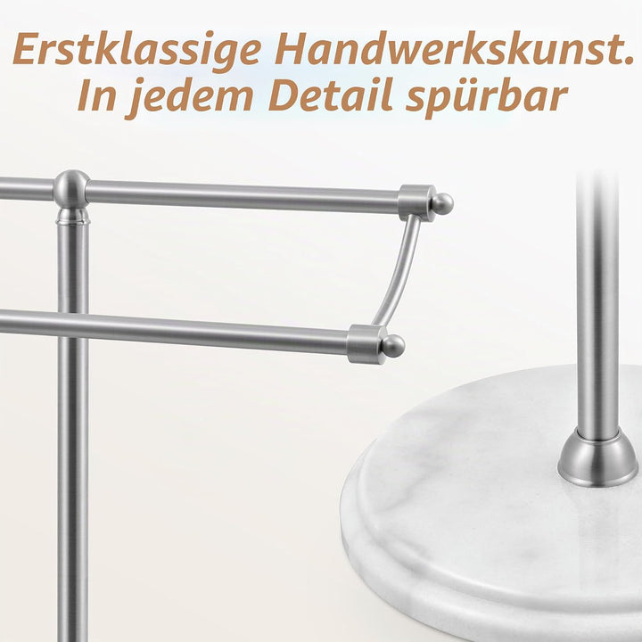 KES Handtuchhalter Stehend, freistehender Handtuchständer Bad mit 3-Fach verstärkter Marmorbasis, 2-