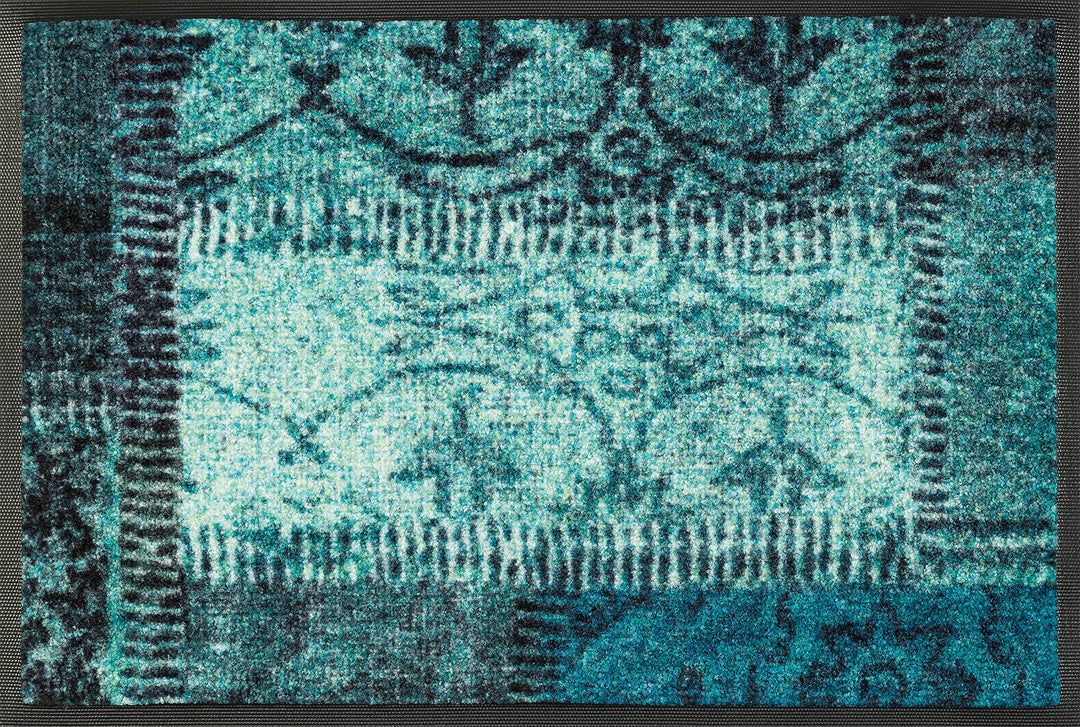wash+dry Vintage Patches türkis Fussmatte, Polyamid, grün, 40x60cm, 40x60cm