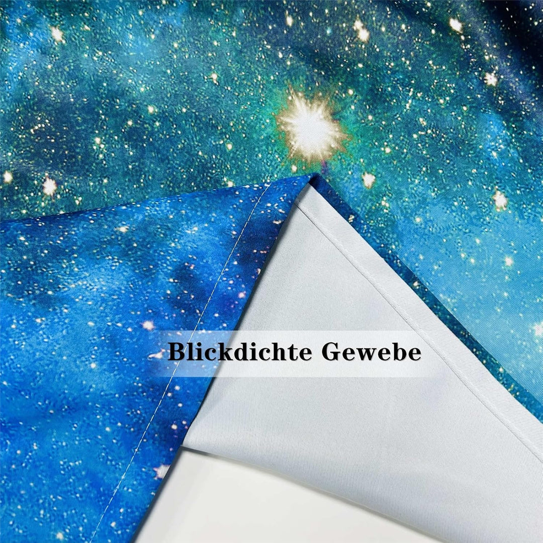 Galaxie Vorhänge Kinder Sternennebel Planet Ösen Gardinen mit Blickdichte Thermo Vorhang Kälteschutz