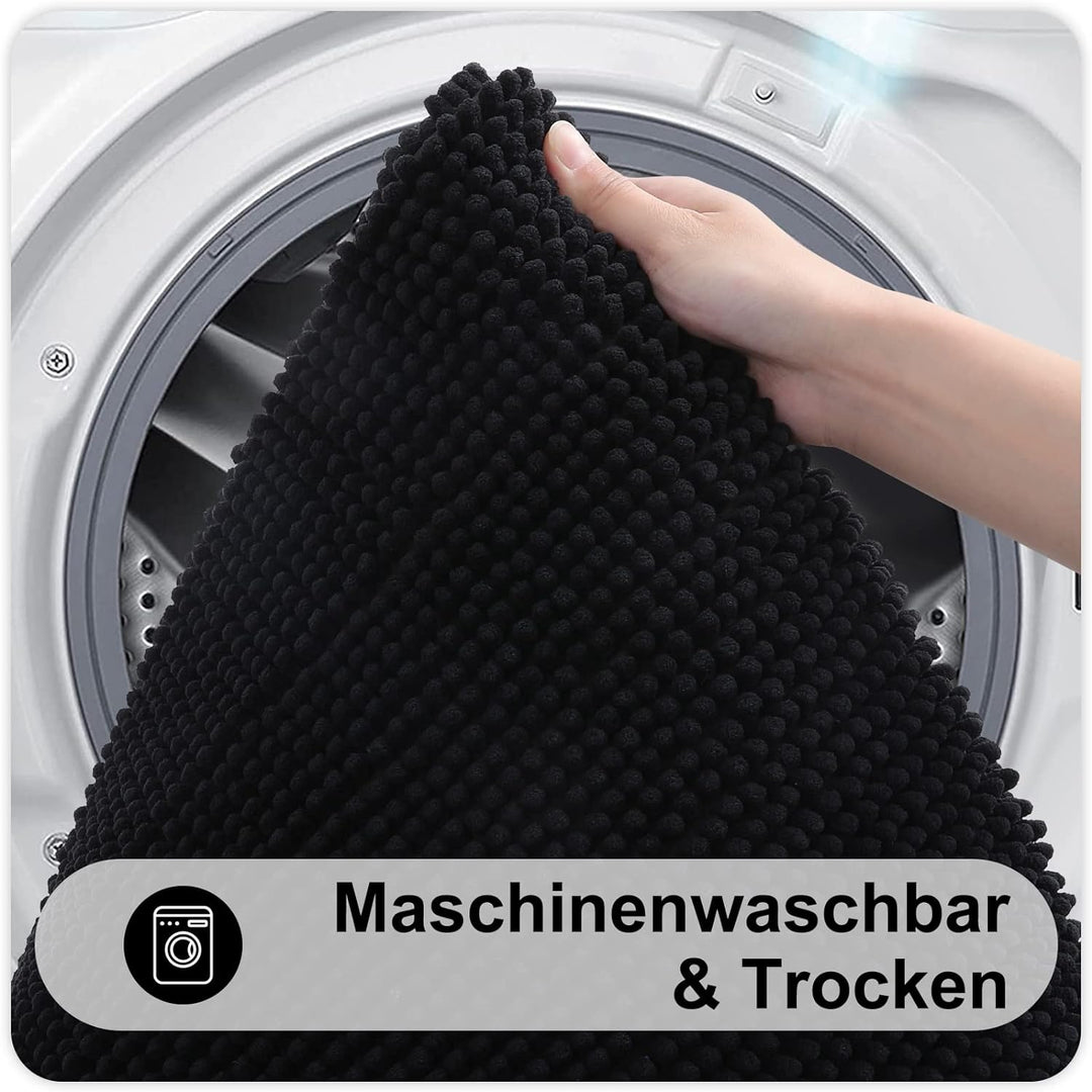 Homaxy Chenille Badezimmerteppich Set 2 teilig rutschfeste Badematte Set Weich Saugfähige Badteppich