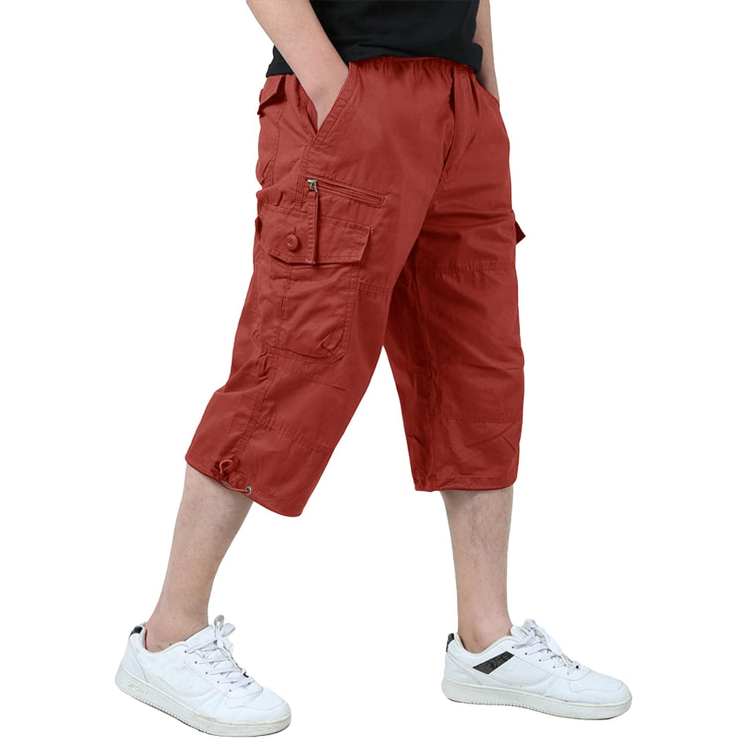KEFITEVD 3/4 Hose Herren Cargo Shorts Männer Bermuda Shorts Multi Taschen Sommer Kurze Hose Baumwoll