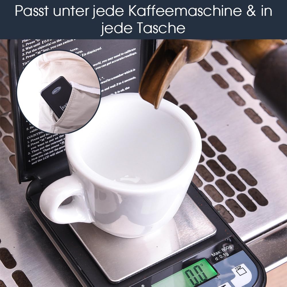 Kaffeewaage Barista | Espresso waage Klein | Barista waage mit LCD Display | Espressowaage mit 0,1g