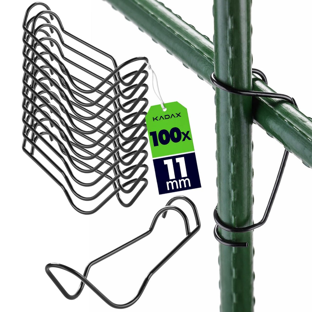 KADAX 100er Set Pflanzstab Verbinder Ø 11 mm, Verbindungsschnallen aus Stahl für Bambusstäbe, Tonkin