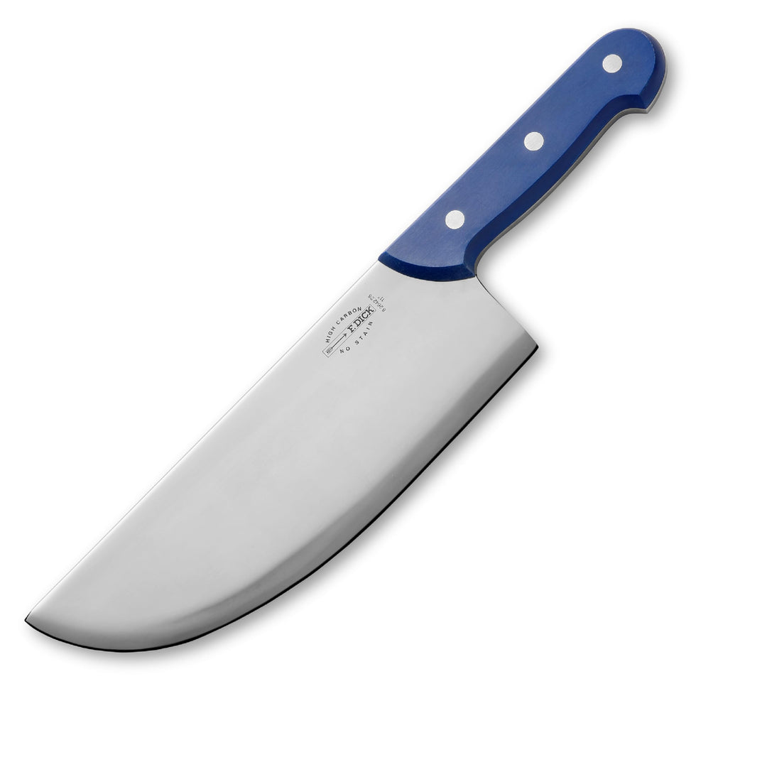 Dick breites Block-Messer 28 cm - Griff blau - zum schneiden und zerteilen von Fleisch oder Rohkost