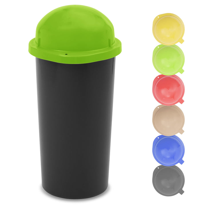 KUEFA HD 60L Müllsackständer, Mülleimer mit Scharnierdeckel und Klemm-Ring Gelber Sack, stabil, stra