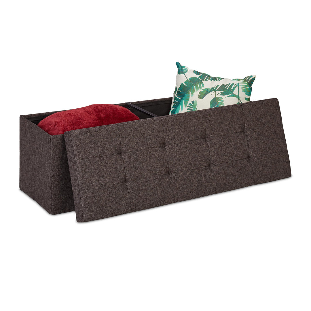 Relaxdays Sitzbank, mit Stauraum, faltbar, gepolstert, mit Trenngitter, 120 L, Flur, Schlafzimmer, T