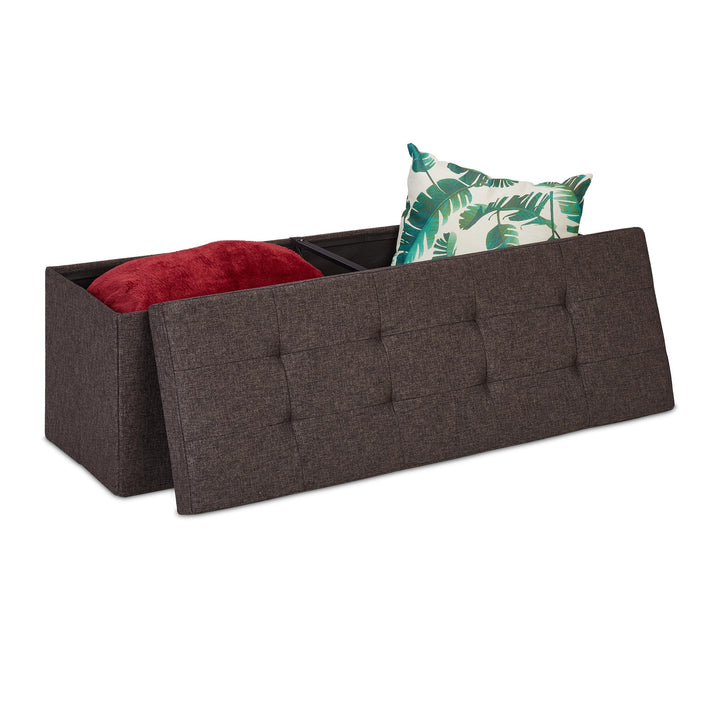 Relaxdays Sitzbank, mit Stauraum, faltbar, gepolstert, mit Trenngitter, 120 L, Flur, Schlafzimmer, T