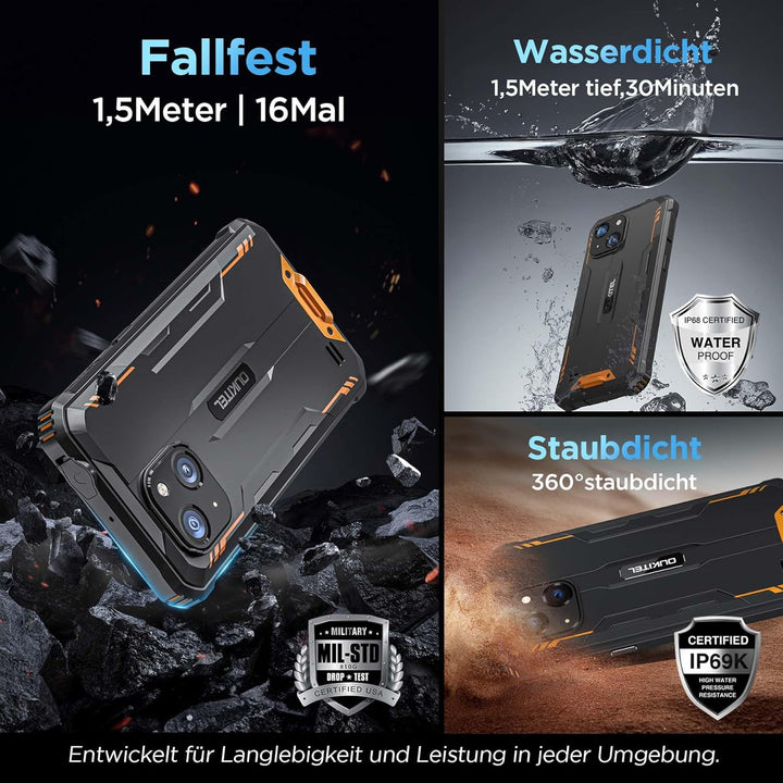 OUKITEL G2 Outdoor Smartphone Ohne Vertrag, Android 14 Octa-Core günstig Handy, 6300mAh Akku, 6" HD+