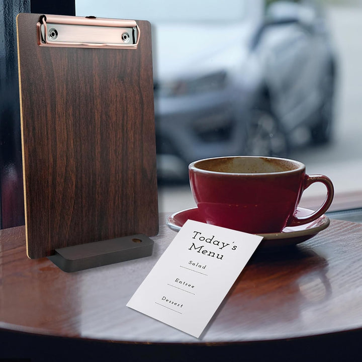 4 Stück A5 Klemmbrett aus Holz,Menühalter aus Holz für Restaurants, Klemmbretter mit hölzerner Basis