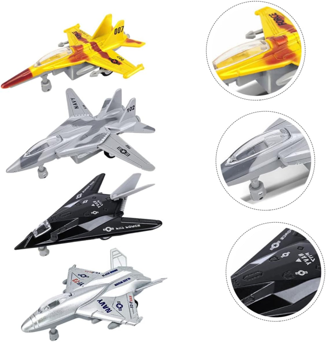 4stücke Trägheitsflugzeug-Spielzeug Kleine Flugzeug-Modelle Reibungsangetriebene Flugzeug-spielzeuge
