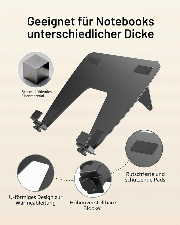 Ergounion VESA Laptop Adapter für Monitorarm – 100 x 100 mm VESA Laptop Halterung – Armhalterung für