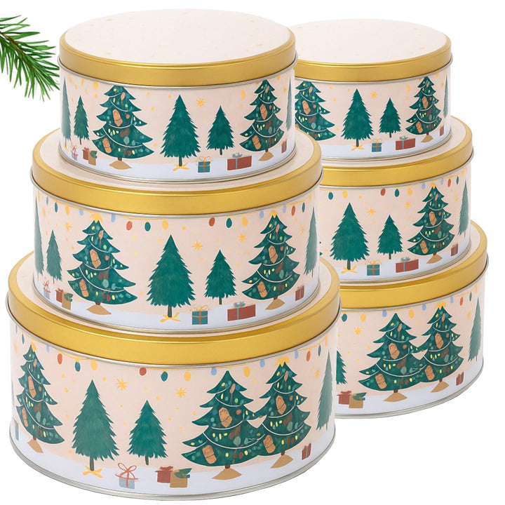 Moritz & Moritz Keksdose Metall Weihnachten, Keksdosen 6er Set Rund - Blechdose mit Deckel im festli