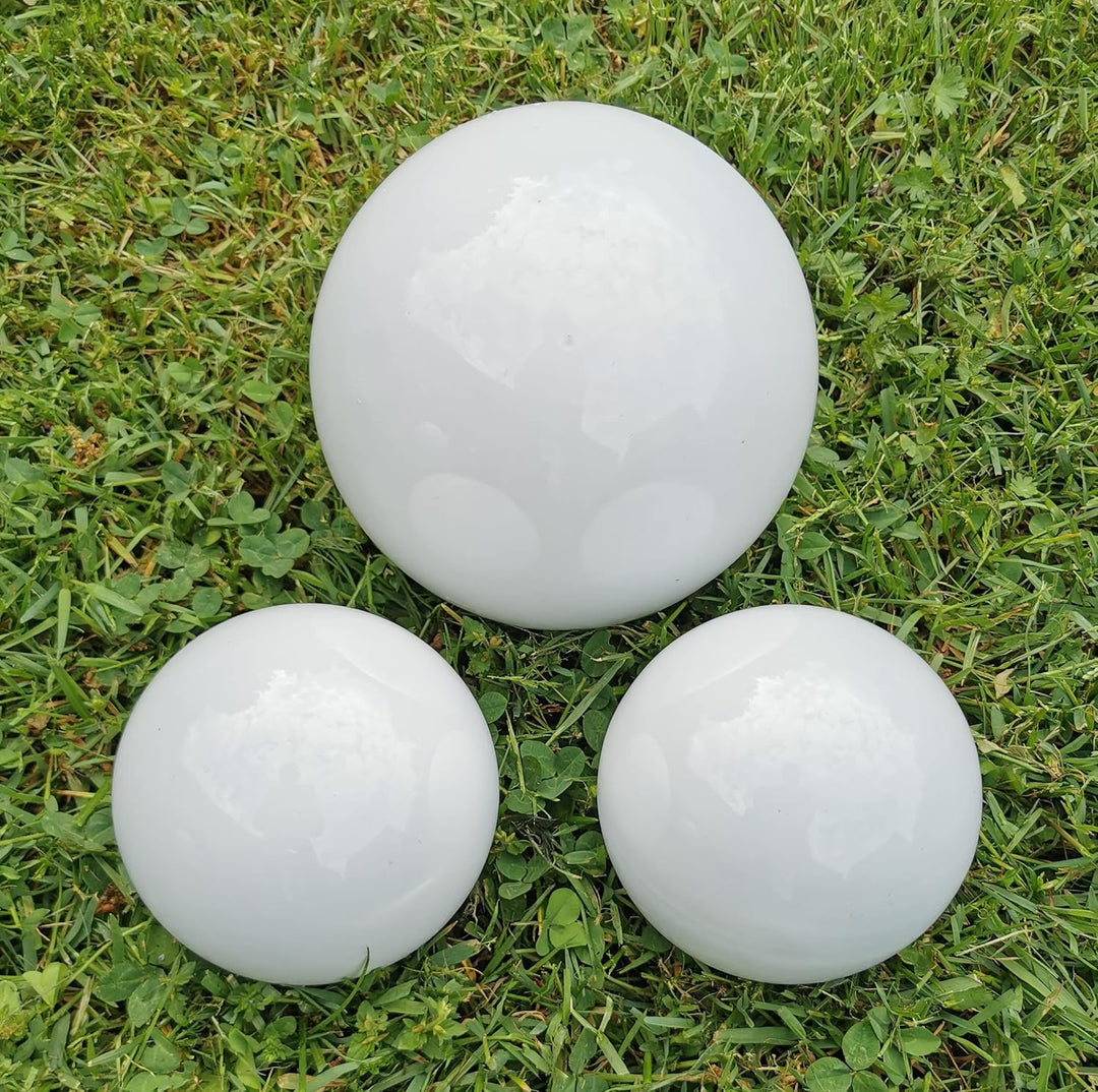 Dekokugel weiss poliert 3er Set 15-10-10 cm aus Edelstahl Kugel Dekorationskugel Gartenkugel