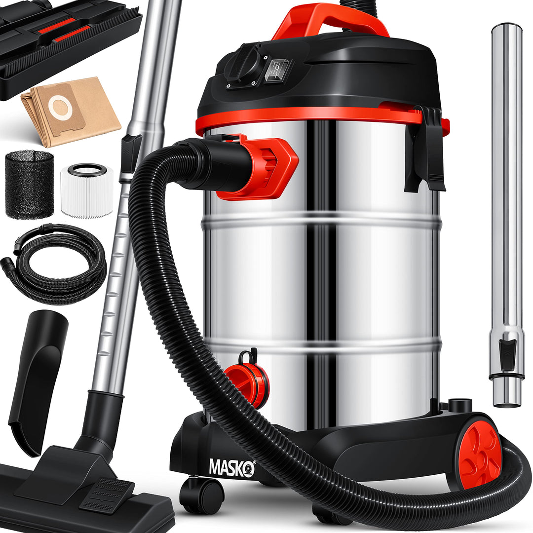 MASKO® Industriestaubsauger 1800Watt Mit Steckdose Blasfunktion | Mehrzwecksauger Trocken-Saugen &amp; N
