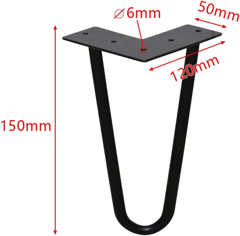 Ikodm 4er Set Haarnadel Tischbein, Hairpin Legs 15cm Möbelfüsse, Möbelbeine Austauschbare Tisch & Sc