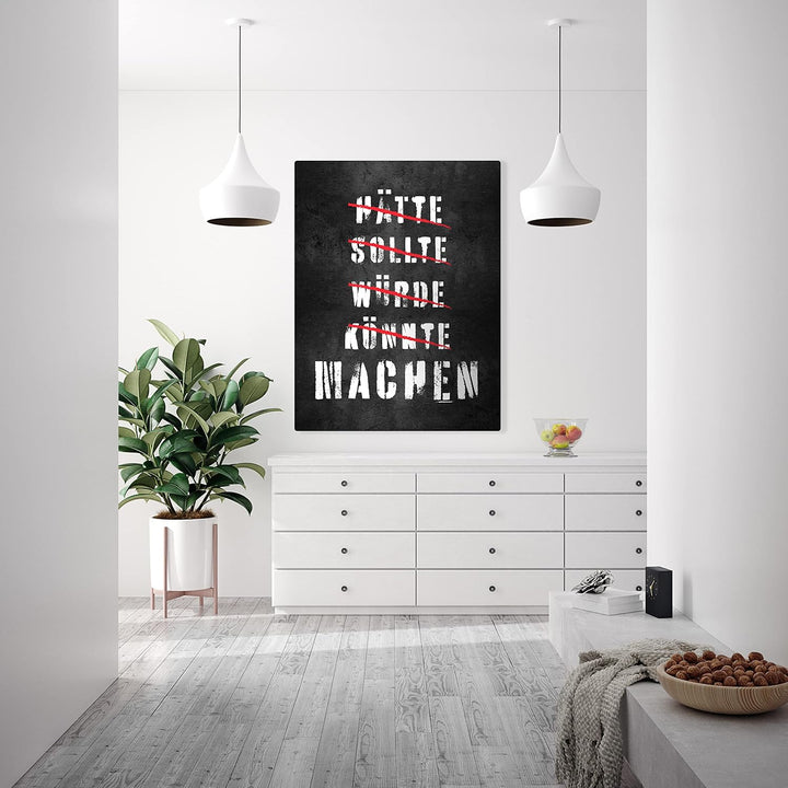 wandmotiv24 Leinwandbild Motivation, 40x30cm, Hochformat, Arbeite schlauer, Smiley, Deko, Bilder auf