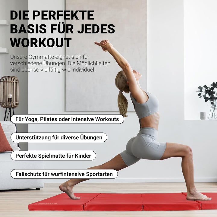 MSPORTS Turnmatte Premium klappbare Weichbodenmatte 190 x 80 x 5 cm Gymnastikmatte faltbare Sportmat