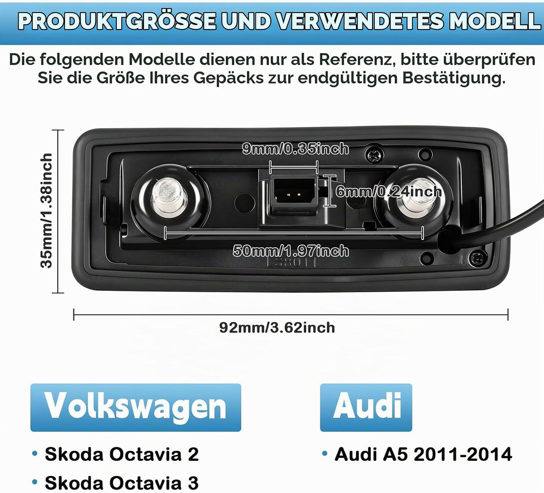 HD 1080P Auto Rückfahrkamera Ersatz für Skoda Octavia 2 3 Audi A5 2011-2014, 170 Grad Weitwinkel Aut