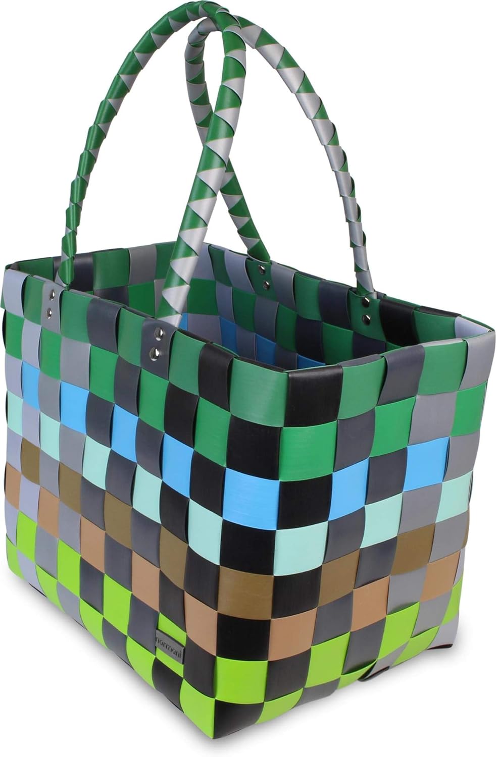 normani Einkaufskorb Shopper geflochten aus Kunststoff - robuster Strandkorb aus wasserabweisendem M