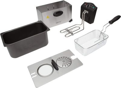 Adler CR4909 Camry CR 4909 Elektrische Fritteuse, kompakt, 3 Liter, abnehmbarer Behälter, waschbar,