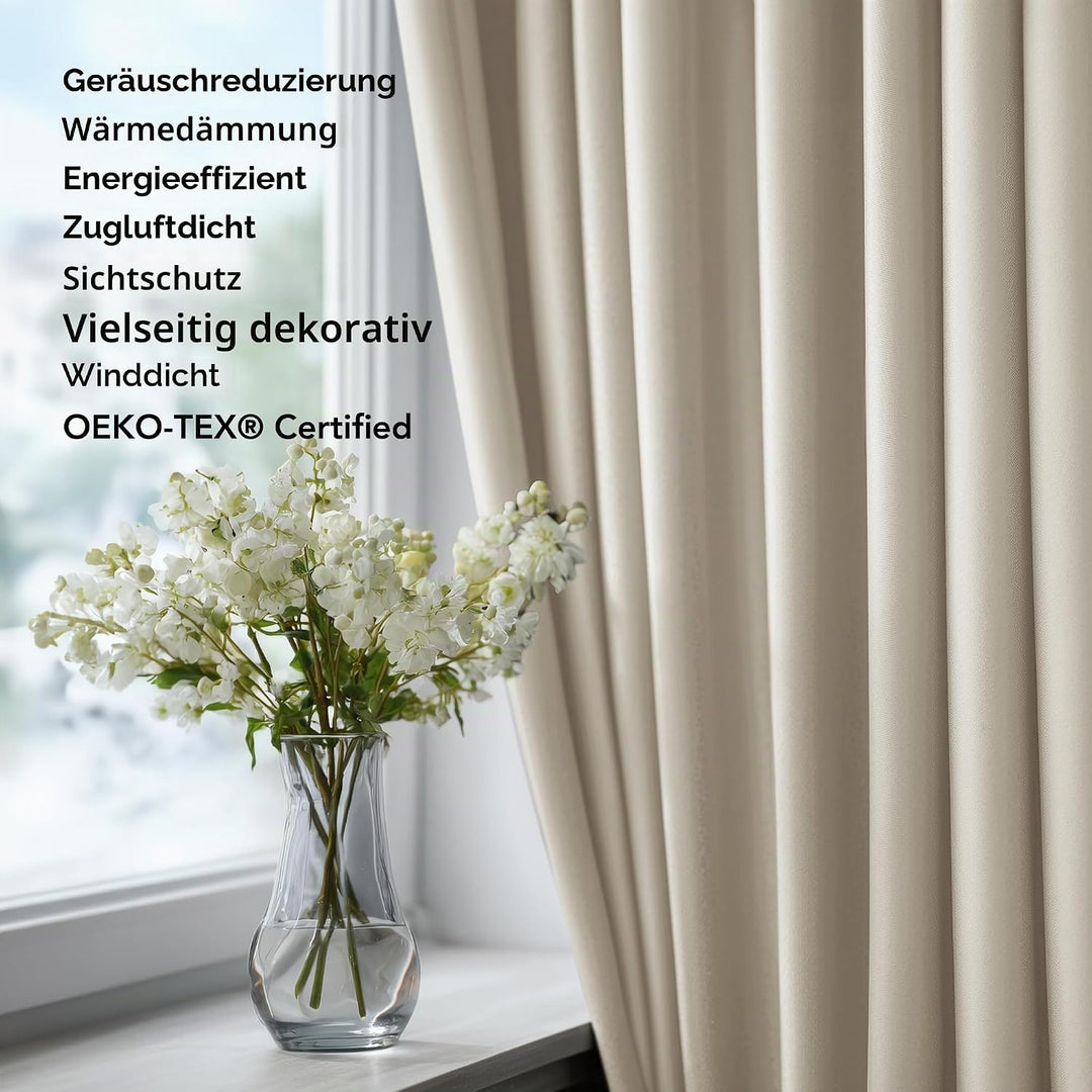 Deconovo Vorhang Verdunkelung Ösen Gardinen Wohnzimmer Gardinen Blickdicht, 138x117cm(HöhexBreite),