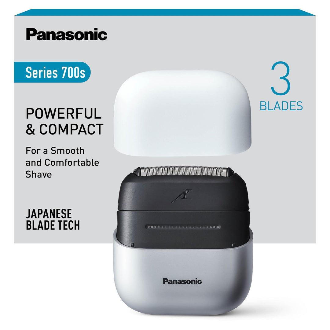 Panasonic ES-ACM3BW503 Series 700 Kompaktrasierer mit 3 Klingen, Nass- & Trockenrasierer für Männer,