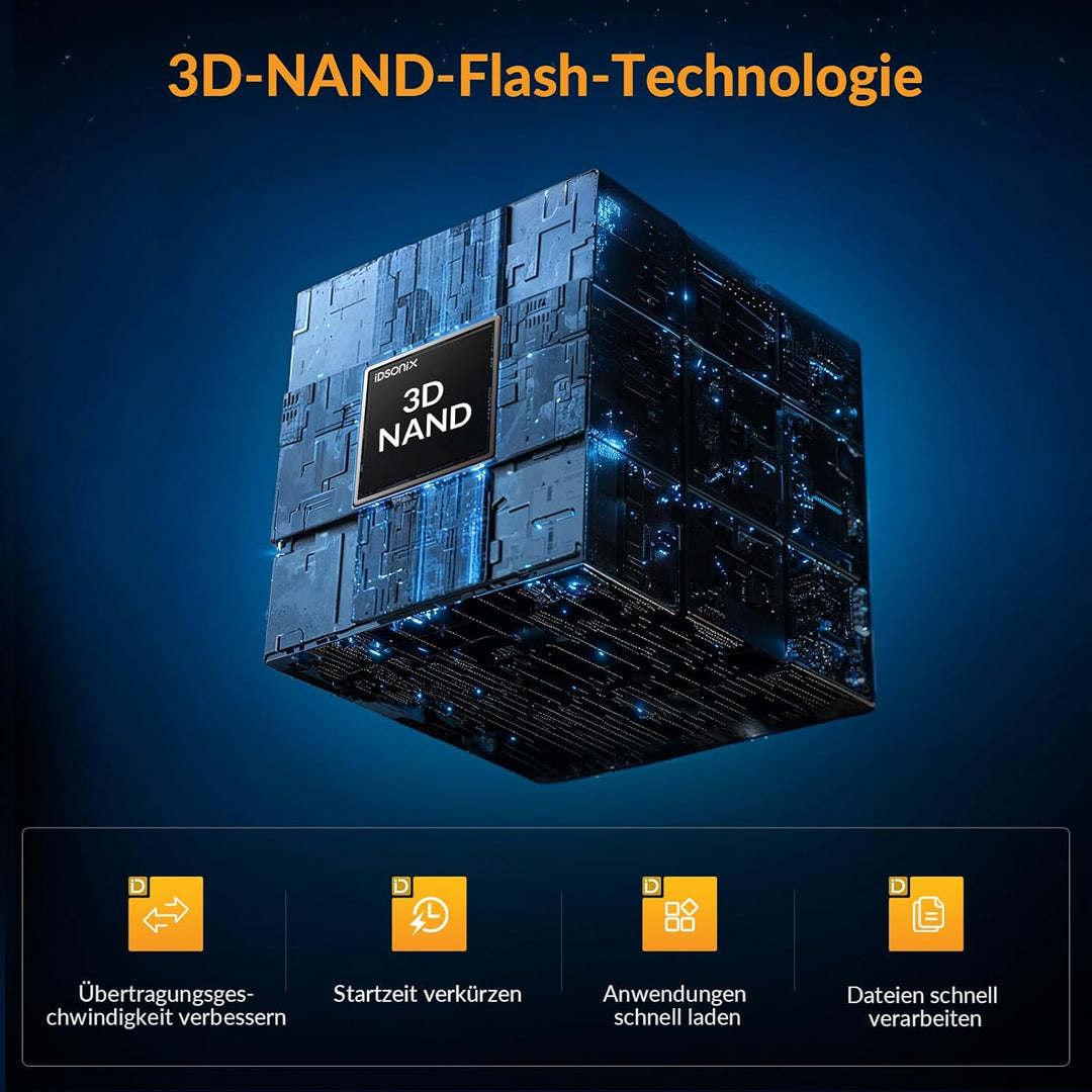 IDSONIX M2 SSD 2TB, NVME SSD M.2 2280 PCIE GEN4X4, Geschwindigkeit von bis zu 7.000 MB/s, interne SS