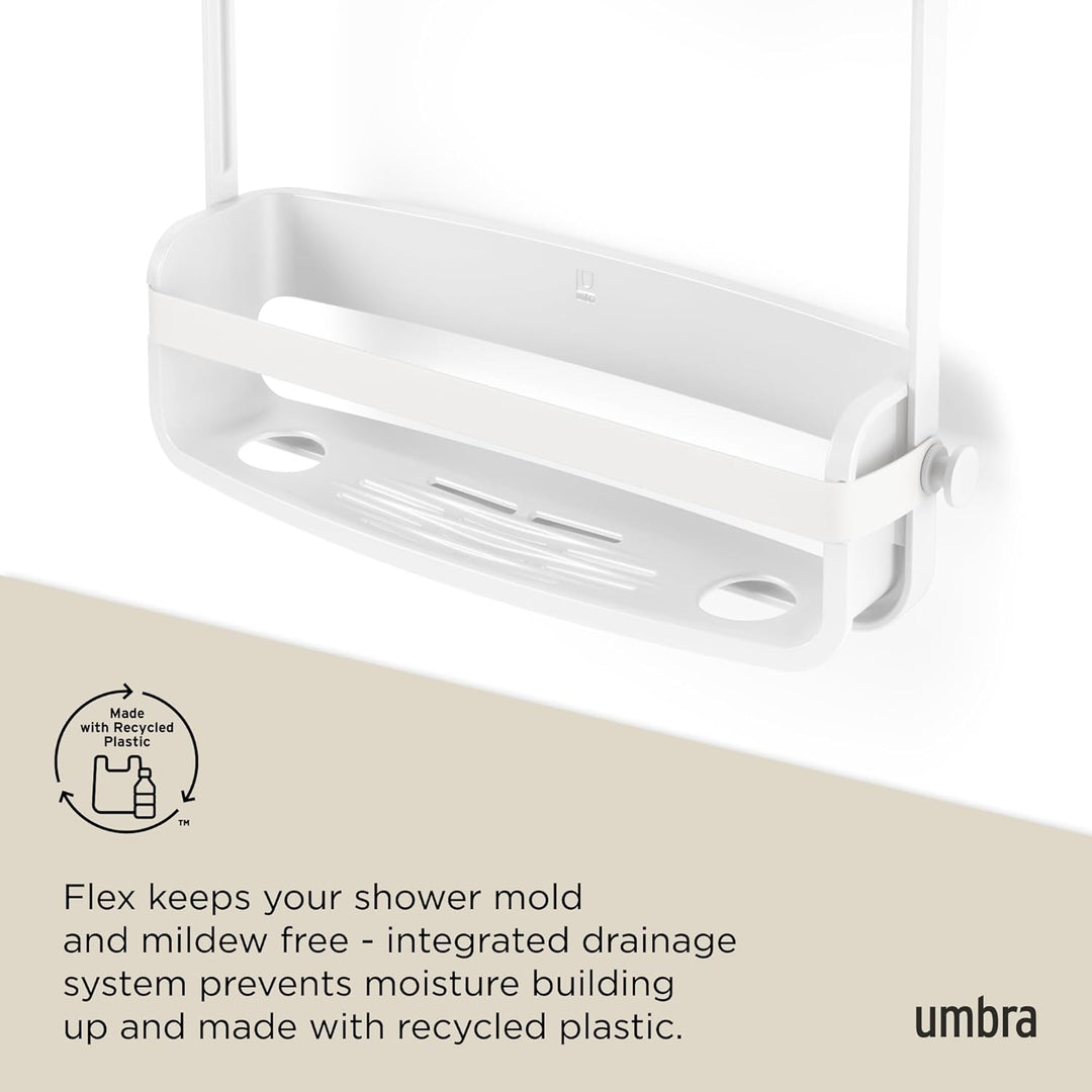 Umbra Flex Duschablage, Duschregal, Duschcaddy, Duschdiener, Weiss Weiss Duschablage mit 2 Fächern,