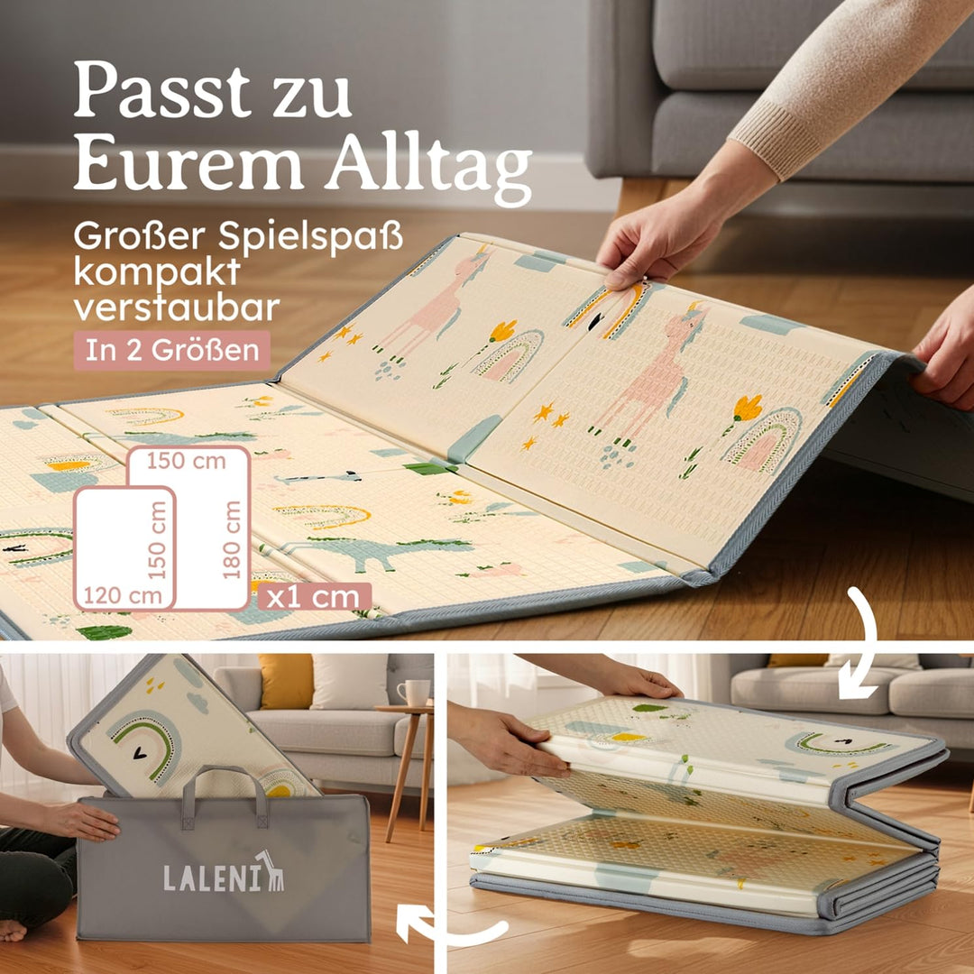 Laleni Krabbelmatte Baby 180x200x1 cm - wasserdichte Spielmatte Baby faltbar - isolierende Bodenmatt