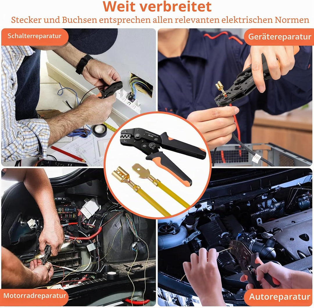 Crimpzange Set mit Flachstecker Kabelverbinder,0.5-2.5mm² Krimpzange,300Sätze kabelschuhe flachsteck