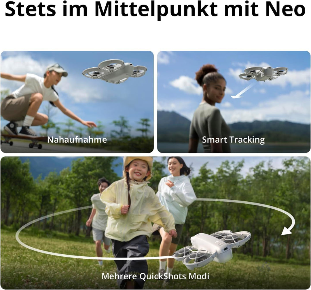 DJI Neo Motion Fly More Combo, Mini drohne mit 4K UHD-Kamera selbstfliegende Drohne, die dir folgt,