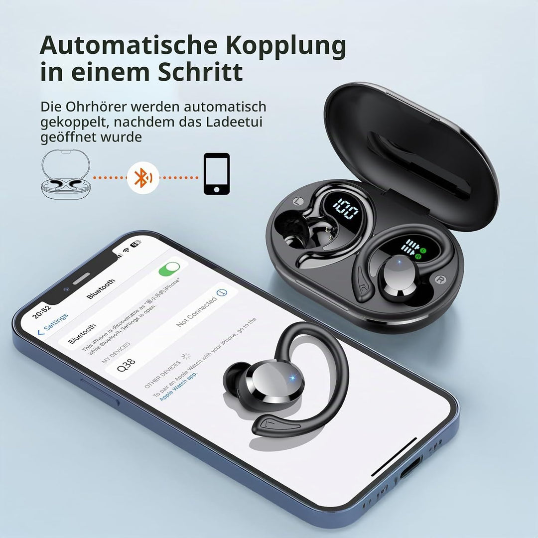 Bluetooth Kopfhörer Sport, Kopfhörer Kabellos Bluetooth 5.4 mit 4 ENC Noise Cancelling Mic, Kabellos