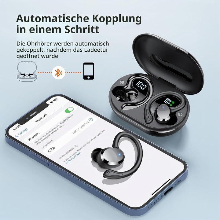 Bluetooth Kopfhörer Sport, Kopfhörer Kabellos Bluetooth 5.4 mit 4 ENC Noise Cancelling Mic, Kabellos