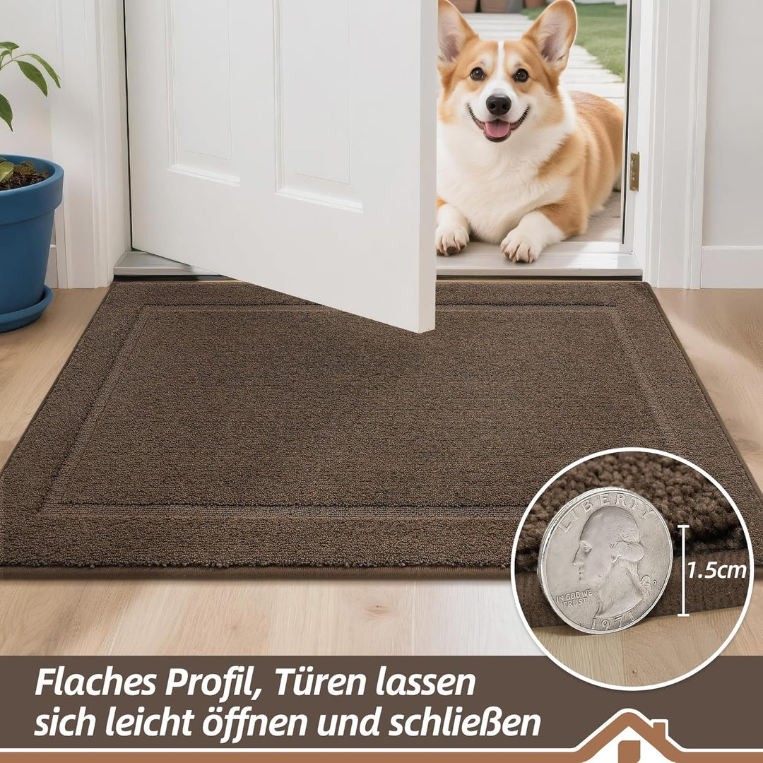 BEQHAUSE Fussmatte Innen, 80 * 120cm Schmutzfangteppich, Schmutzfangmatte Waschbar Eingang Matte Fus