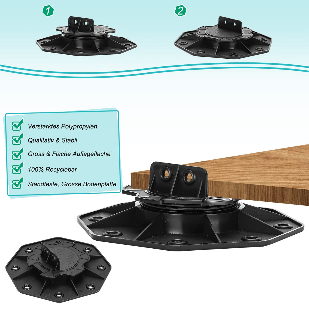 Daromigo Stelzlager Terrassenlager, 20 Stück Höhenverstellbar 18-30mm Stellfüsse Terrassenlager, Pla