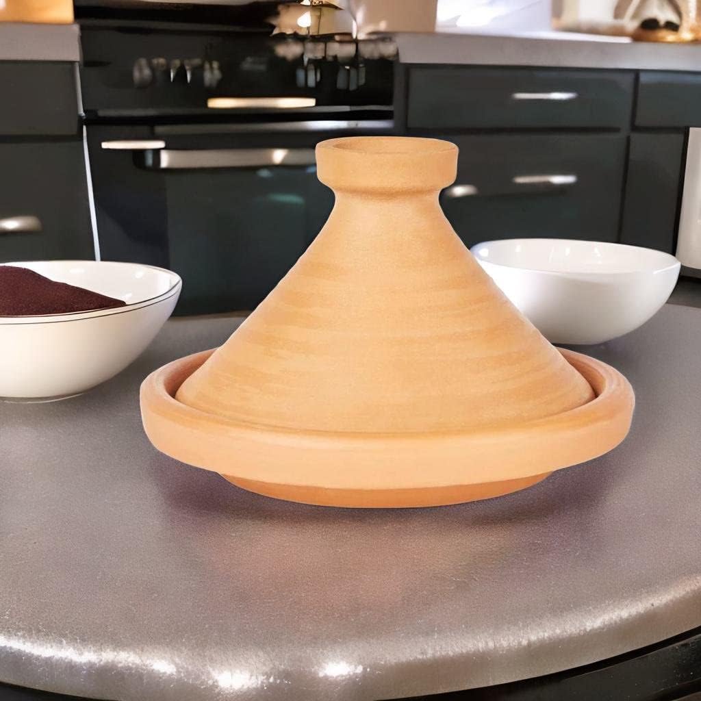 Marokkanische Tajine Topf zum Kochen + Kochbuch | Schmortopf Unglasiert Aladin Ø 35cm für 6-8 Person
